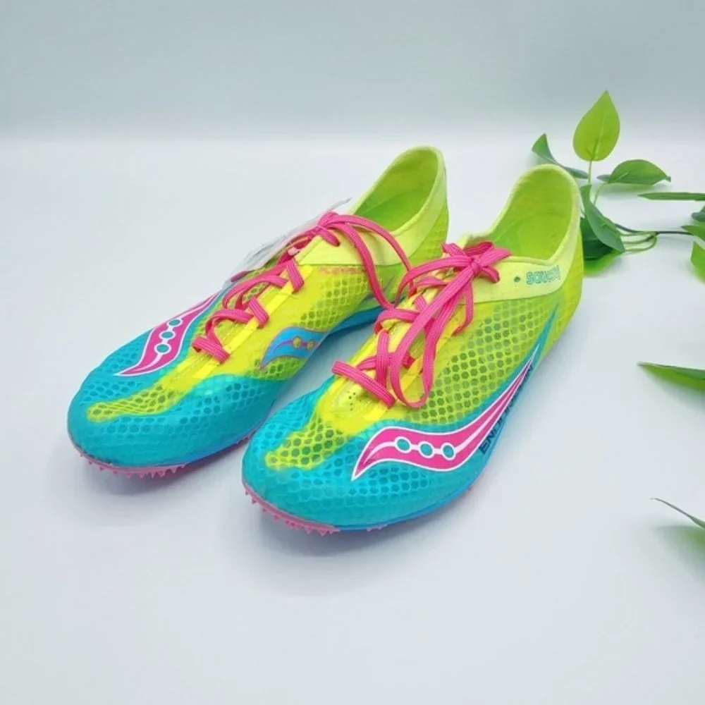SAUCONY Endorphin Blue‎ Yellow Spikes 10.5M NEW